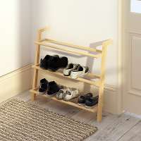 3 tier Shoes Rack Leaning Bamboo Wood Standing Shoes Rack flat pack shoe rack